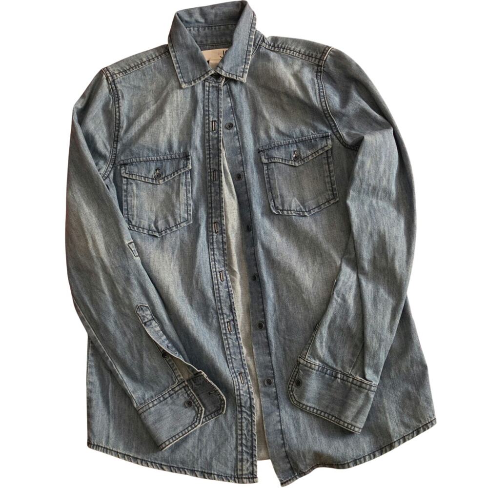Joe Fresh 100% Cotton Light Wash Denim Button-Down Shirt – Size XS